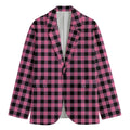 Pink And Black Buffalo Check Print Men's Blazer