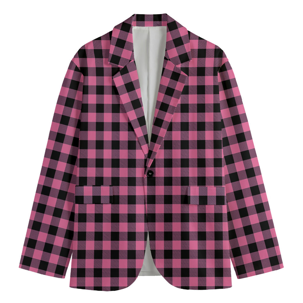 Pink And Black Buffalo Check Print Men's Blazer
