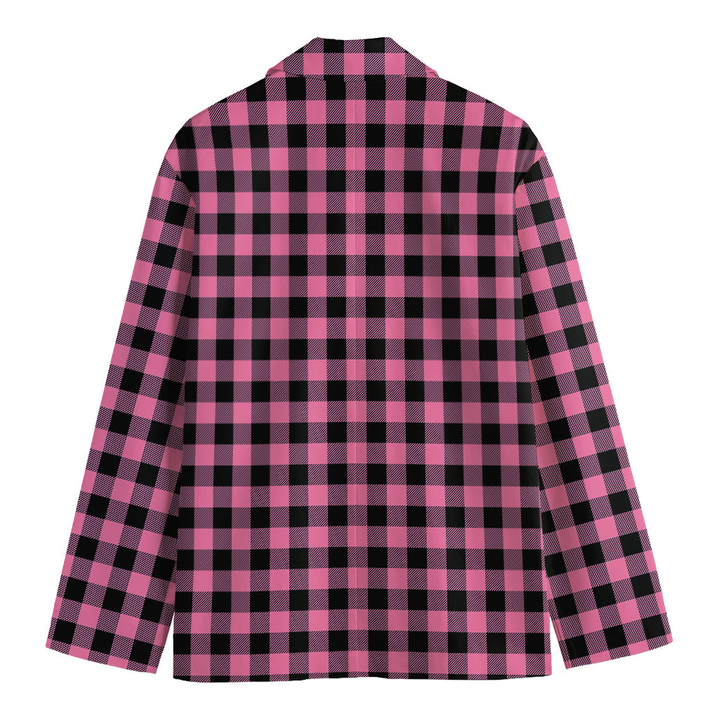 Pink And Black Buffalo Check Print Men's Blazer