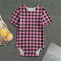 Pink And Black Buffalo Check Print Men's Bodysuit