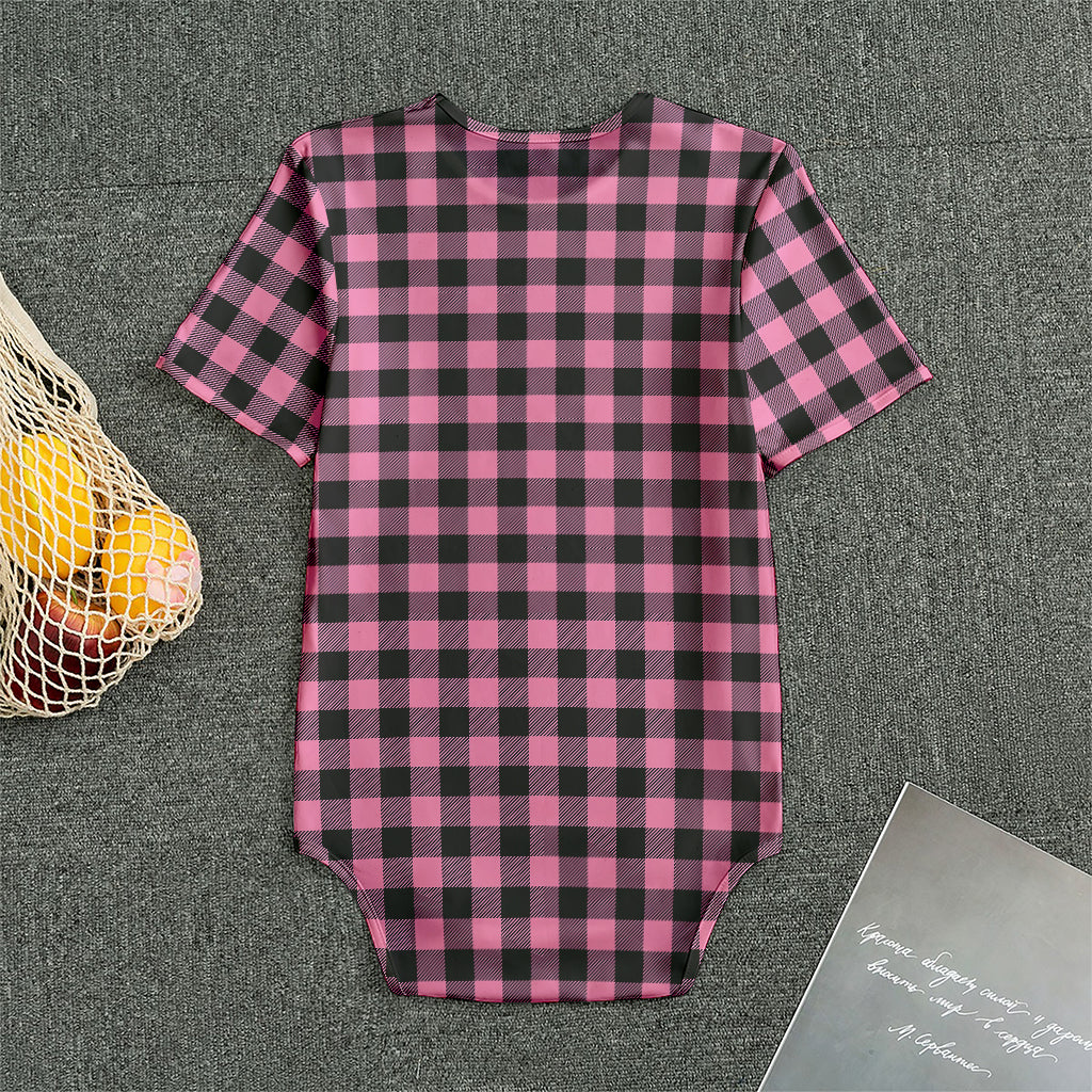 Pink And Black Buffalo Check Print Men's Bodysuit