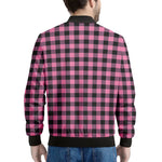 Pink And Black Buffalo Check Print Men's Bomber Jacket