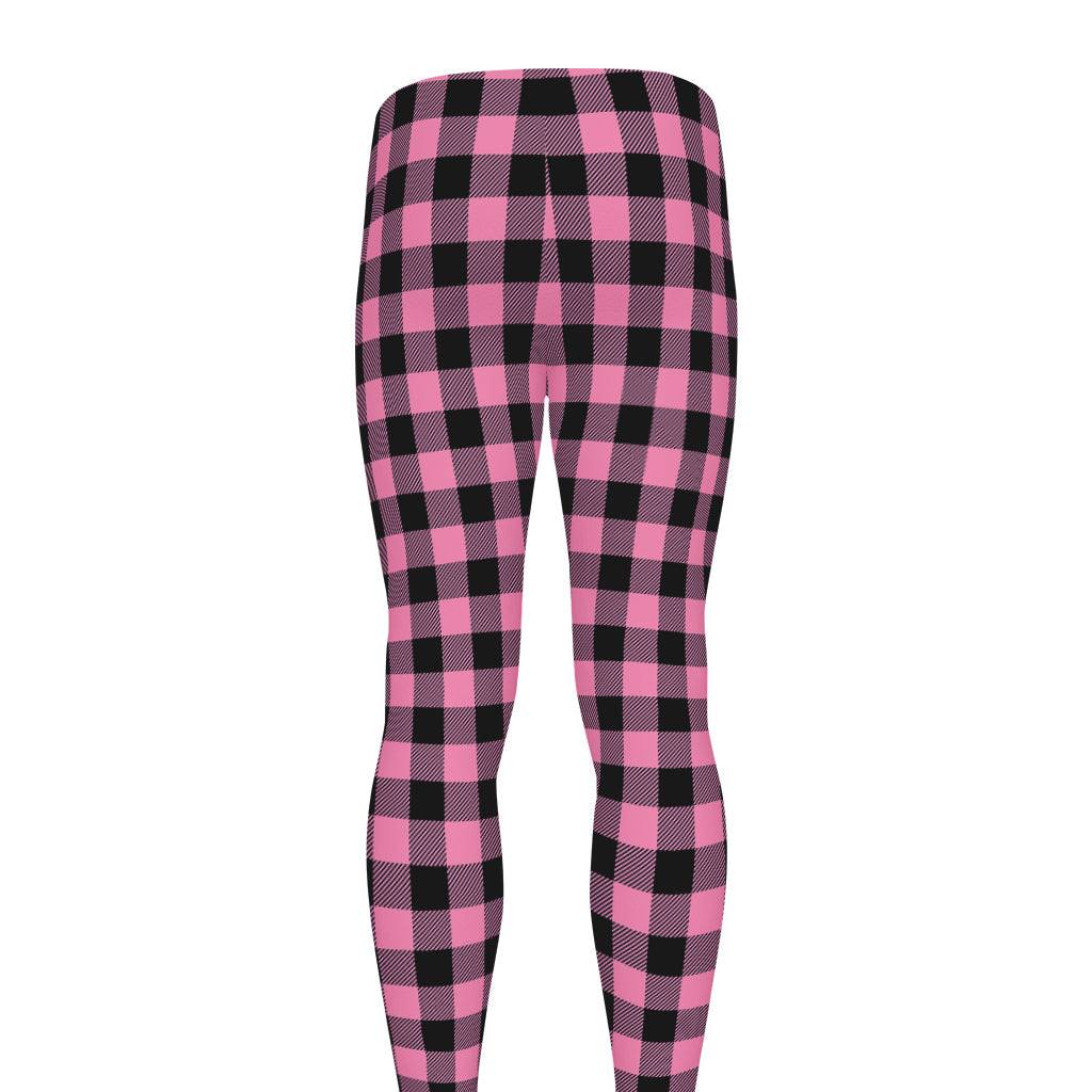 Pink And Black Buffalo Check Print Men's leggings