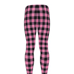 Pink And Black Buffalo Check Print Men's leggings