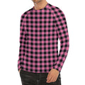 Pink And Black Buffalo Check Print Men's Long Sleeve Rash Guard