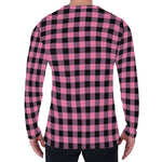 Pink And Black Buffalo Check Print Men's Long Sleeve T-Shirt