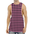 Pink And Black Buffalo Check Print Men's Muscle Tank Top