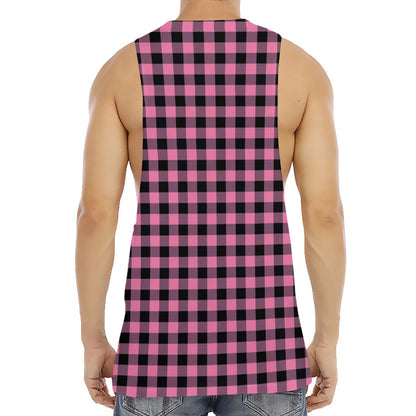Pink And Black Buffalo Check Print Men's Muscle Tank Top