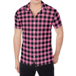 Pink And Black Buffalo Check Print Men's Shirt