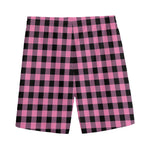 Pink And Black Buffalo Check Print Men's Sports Shorts