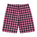 Pink And Black Buffalo Check Print Men's Swim Trunks