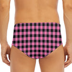 Pink And Black Buffalo Check Print Men's Triangle Swim Briefs