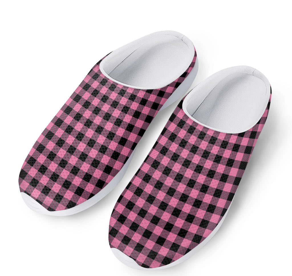 Pink And Black Buffalo Check Print Mesh Casual Shoes