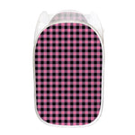 Pink And Black Buffalo Check Print Mesh Laundry Hamper