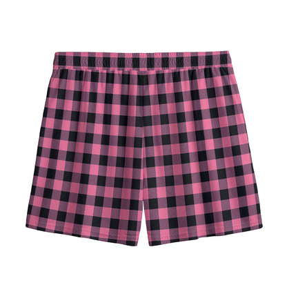 Pink And Black Buffalo Check Print Mesh Shorts