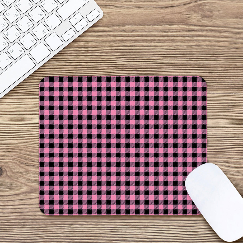 Pink And Black Buffalo Check Print Mouse Pad