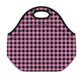 Pink And Black Buffalo Check Print Neoprene Lunch Bag