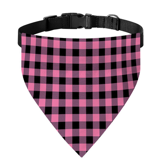 Pink And Black Buffalo Check Print Over The Collar Dog Bandana