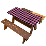 Pink And Black Buffalo Check Print Picnic Table Cover