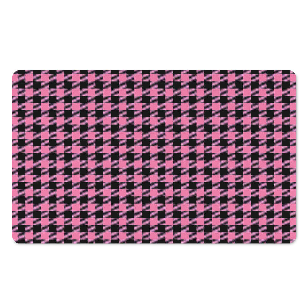 Pink And Black Buffalo Check Print Polyester Doormat