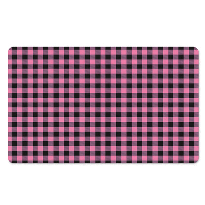 Pink And Black Buffalo Check Print Polyester Doormat