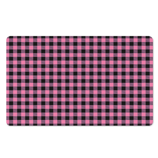 Pink And Black Buffalo Check Print Polyester Doormat