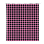 Pink And Black Buffalo Check Print Polyester Shower Curtain
