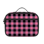 Pink And Black Buffalo Check Print Portable Lunch Bag