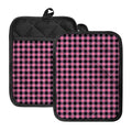 Pink And Black Buffalo Check Print Pot Holders With Pocket