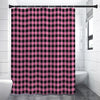 Pink And Black Buffalo Check Print Premium Shower Curtain