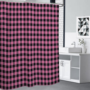 Pink And Black Buffalo Check Print Premium Shower Curtain