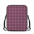 Pink And Black Buffalo Check Print Rectangular Crossbody Bag