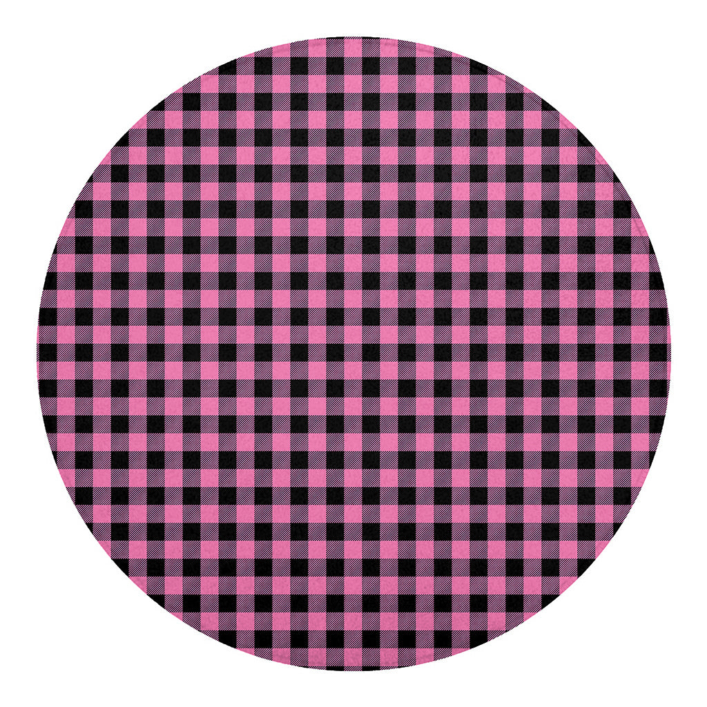 Pink And Black Buffalo Check Print Round Blanket