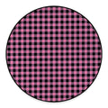 Pink And Black Buffalo Check Print Round Floor Mat