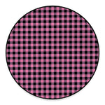 Pink And Black Buffalo Check Print Round Floor Mat
