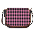 Pink And Black Buffalo Check Print Saddle Bag