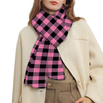 Pink And Black Buffalo Check Print Scarf