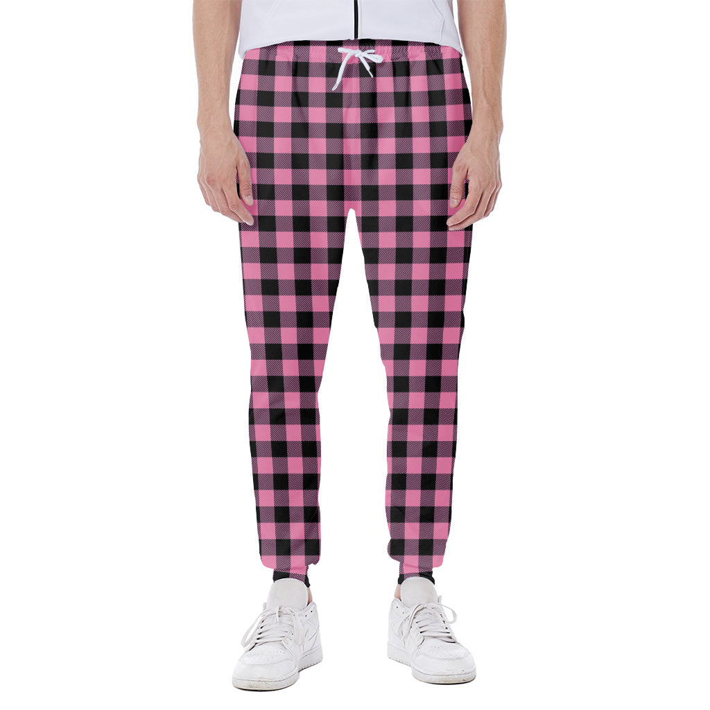 Pink And Black Buffalo Check Print Scuba Joggers