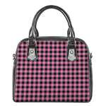 Pink And Black Buffalo Check Print Shoulder Handbag