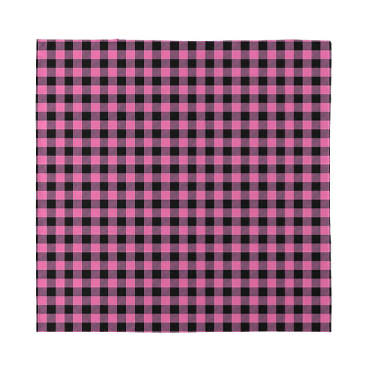 Pink And Black Buffalo Check Print Silk Bandana