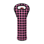 Pink And Black Buffalo Check Print Single Neoprene Wine Tote