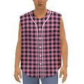 Pink And Black Buffalo Check Print Sleeveless Baseball Jersey