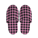 Pink And Black Buffalo Check Print Slippers