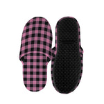 Pink And Black Buffalo Check Print Slippers