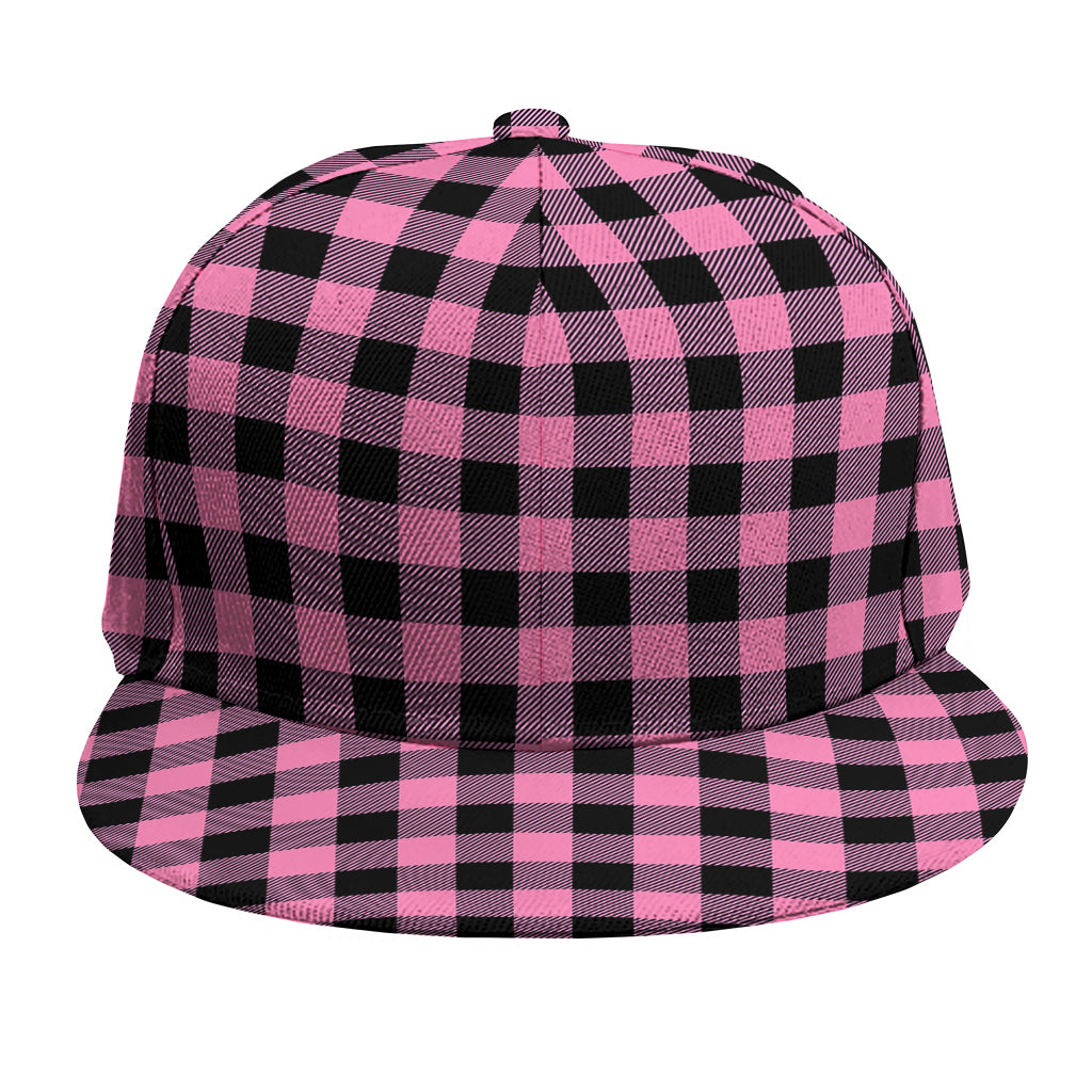 Pink And Black Buffalo Check Print Snapback Cap