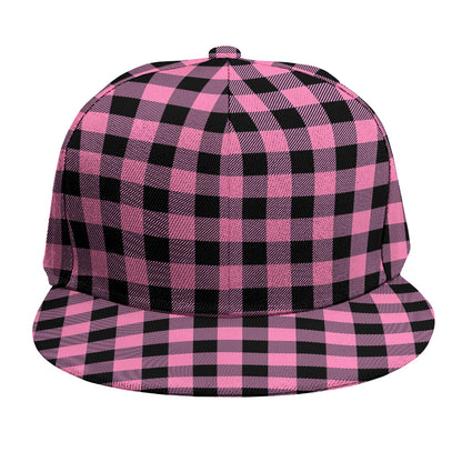 Pink And Black Buffalo Check Print Snapback Cap