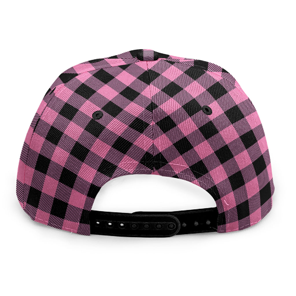 Pink And Black Buffalo Check Print Snapback Cap