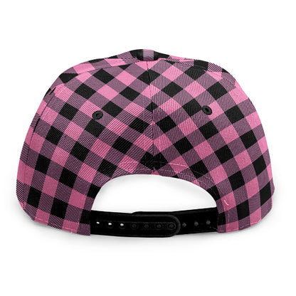 Pink And Black Buffalo Check Print Snapback Cap