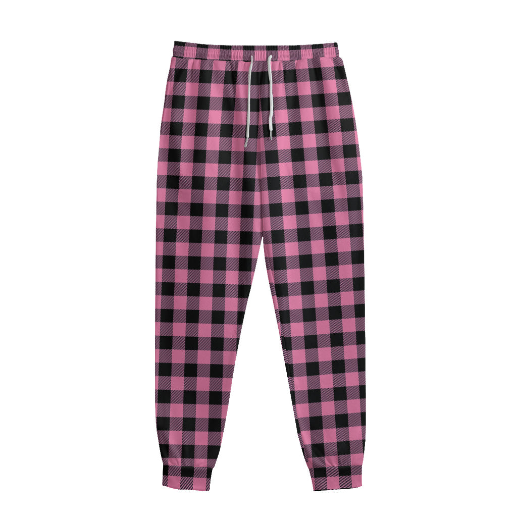 Pink And Black Buffalo Check Print Sweatpants