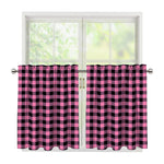 Pink And Black Buffalo Check Print Tier Curtains